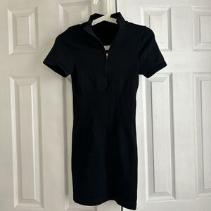 Chic Black Zip-Up Mini Dress